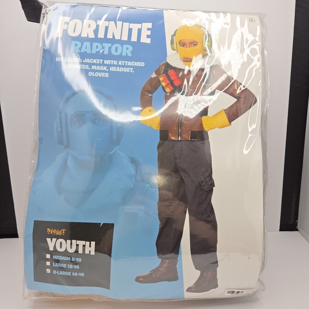 Fortnite Raptor Costume Youth XL 14–16 Spirit Halloween Jacket Mask